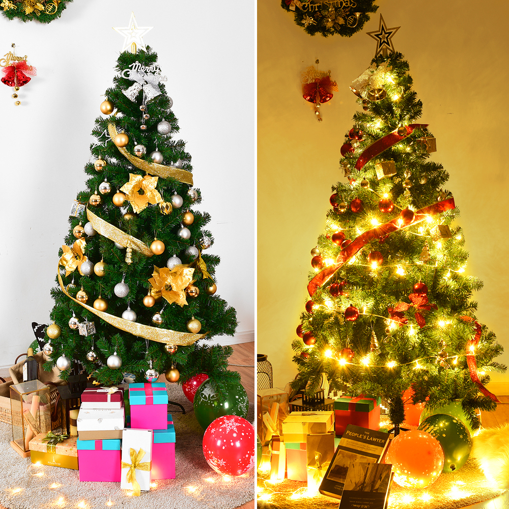 Weihnachtsbaum Künstlich 180 cm, Klassische Grüne Tanne mit Metallständer