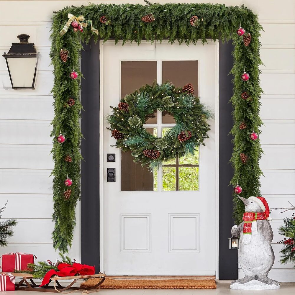 Weihnachtsgirlande Aussen, Realistische Norfolk Girlande 180 cm für Kamin