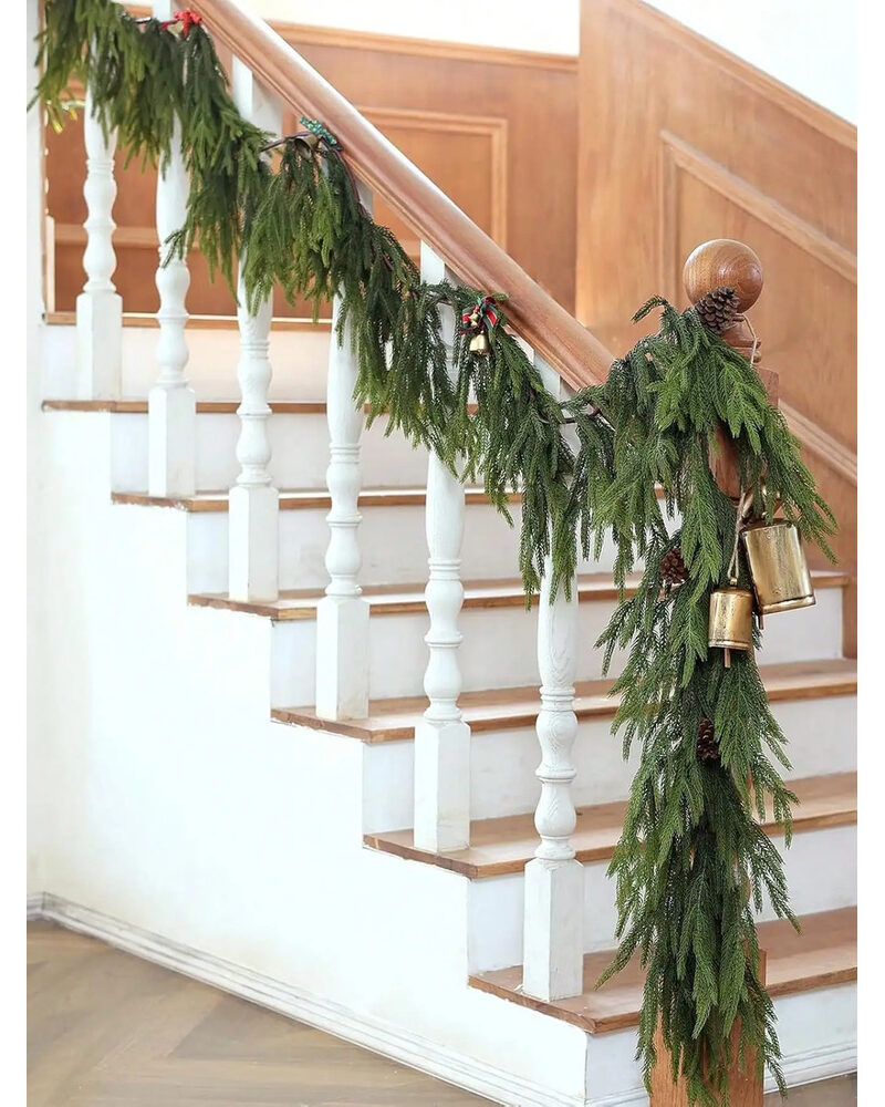 Weihnachtsgirlande Künstliche Tanne 180 cm, Naturgetreue Norfolk Zweige